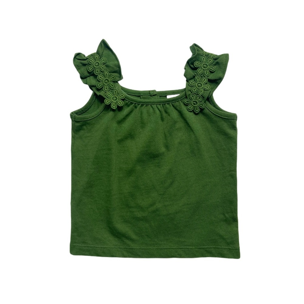 Janie and Jack Green Floral Embroidered Top 6-12 Months